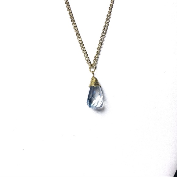 5/$20 Quartz crystal pendant necklace, translucent blue - Picture 5 of 6